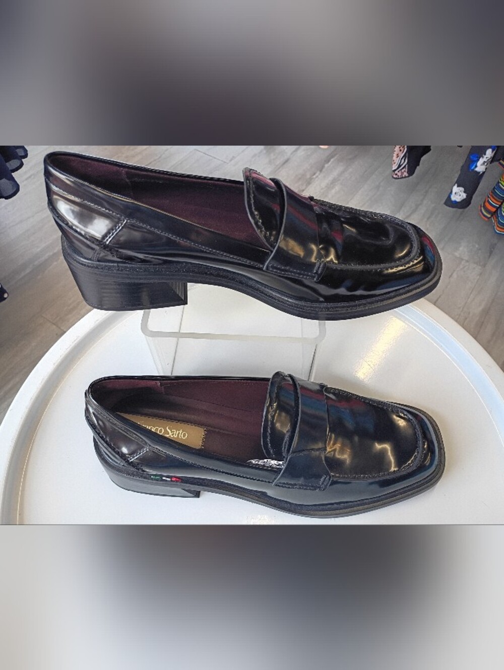 Franco Sarto Black Patent Leather Penny Loafers - Picture 3 of 11